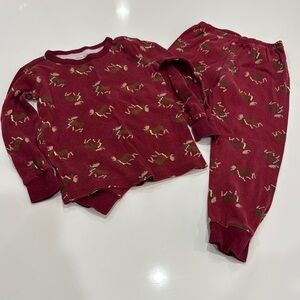 Janie and Jack Burgundy Moose Christmas Pajama Set Size 4